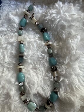 Vintage blue stone & German silver Necklace - Women's Jewelry